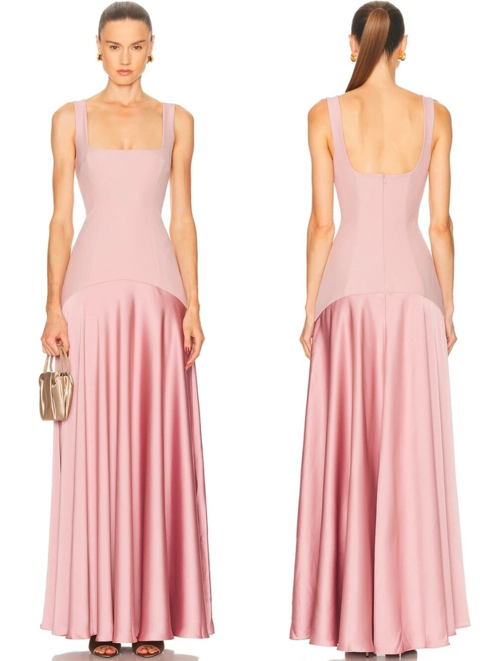 L'ACADEMIE Pink Mauve Marianna Sidney Satin Formal Evening Gown